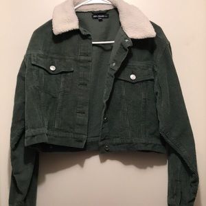 corduroy wool collar cropped jacket